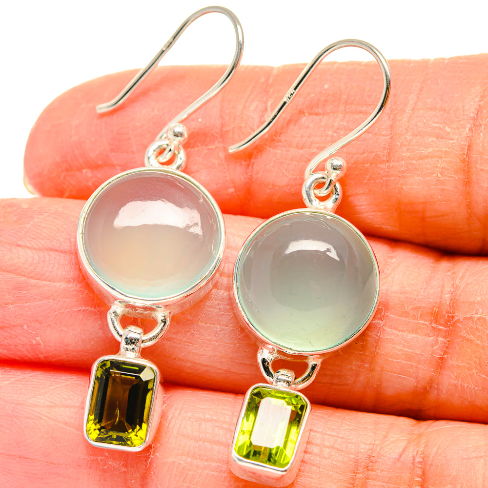 Aqua Chalcedony Earrings handcrafted by Anasilvercos - EARR424341