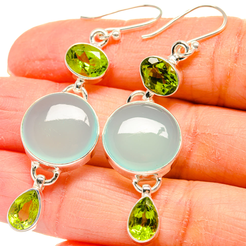 Aqua Chalcedony Earrings handcrafted by Anasilvercos - EARR424359