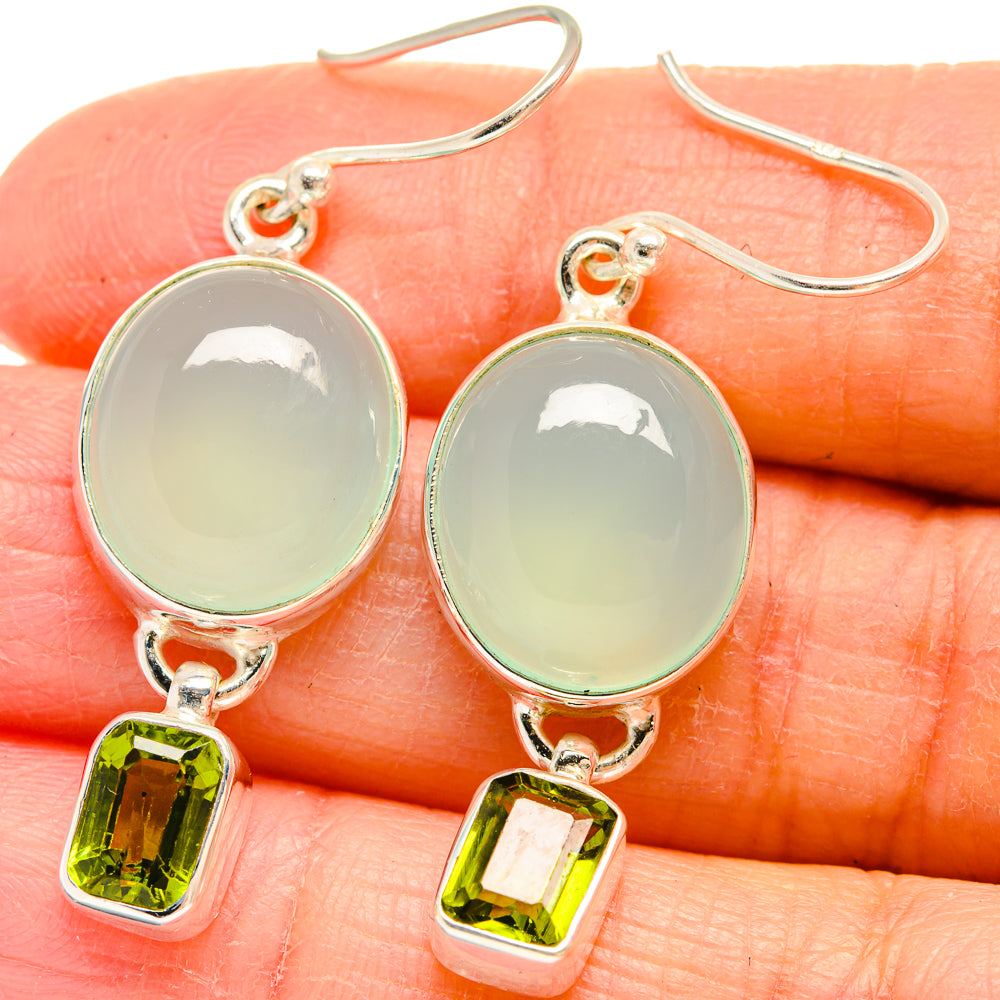 Aqua Chalcedony Earrings handcrafted by Anasilvercos - EARR424377