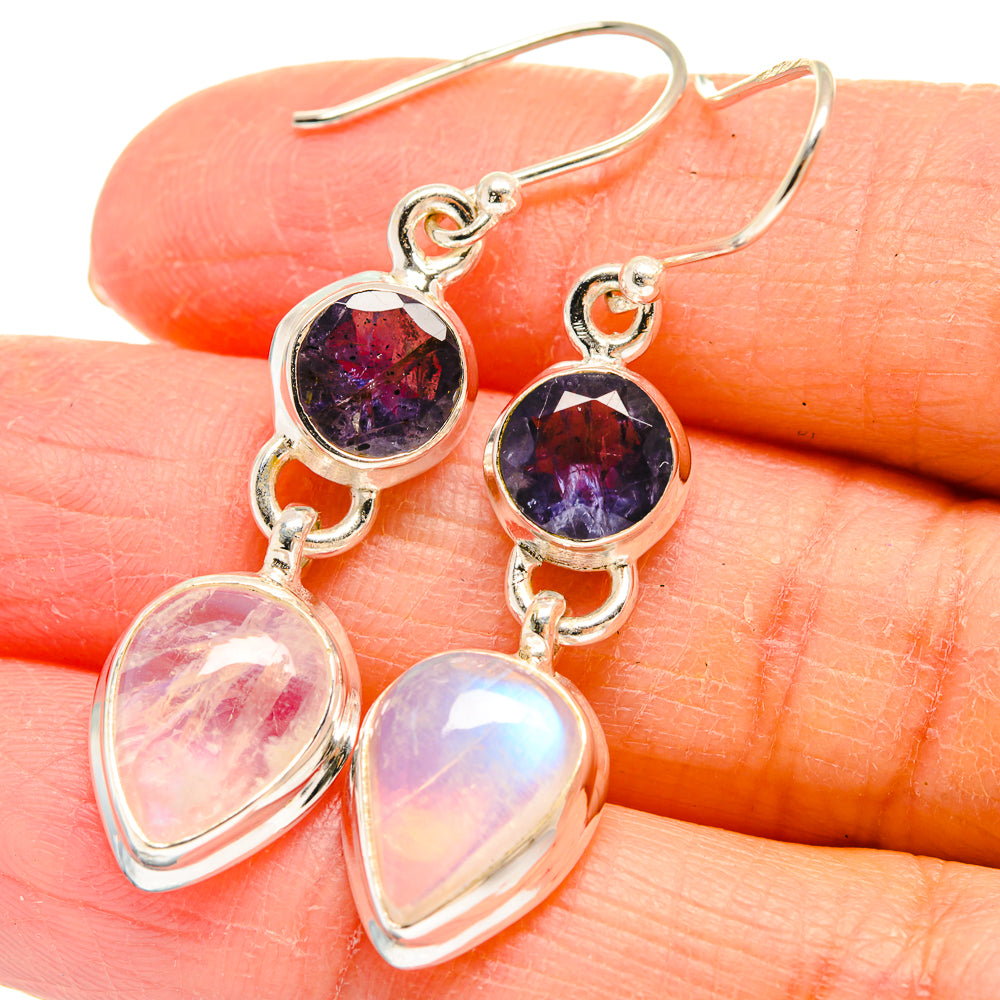 Rainbow Moonstone Earrings handcrafted by Anasilvercos - EARR424394