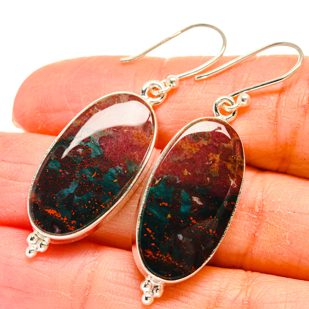 Bloodstone Earrings handcrafted by Anasilvercos - EARR424401