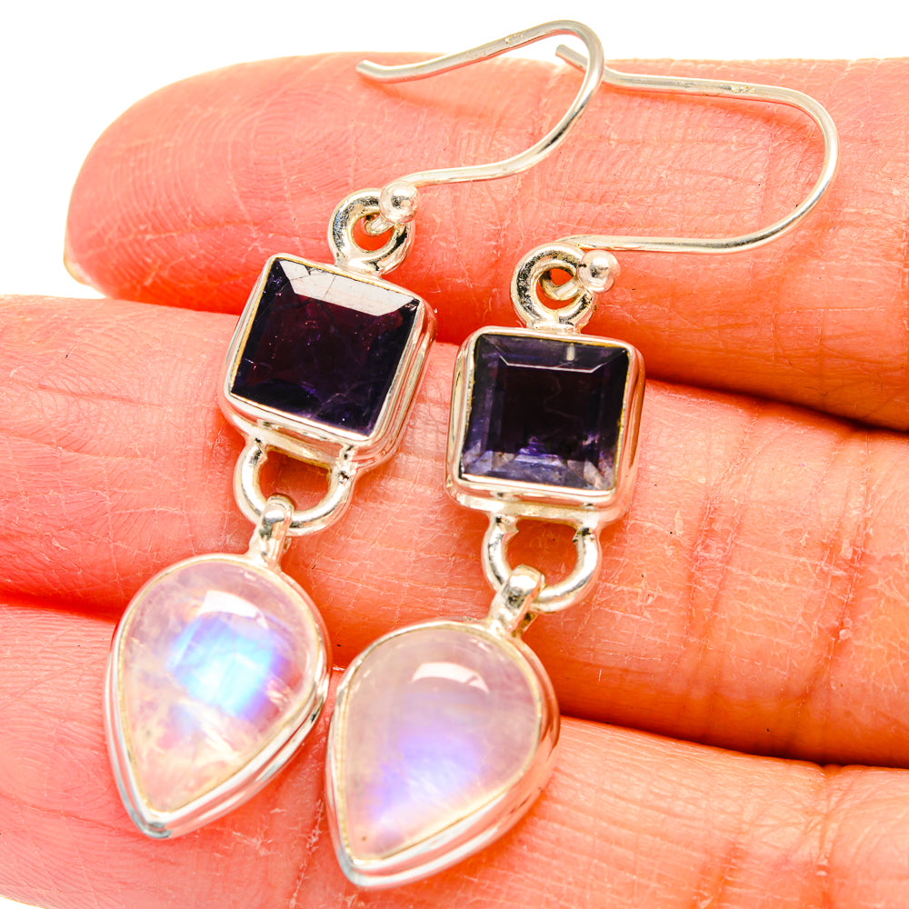 Rainbow Moonstone Earrings handcrafted by Anasilvercos - EARR424407