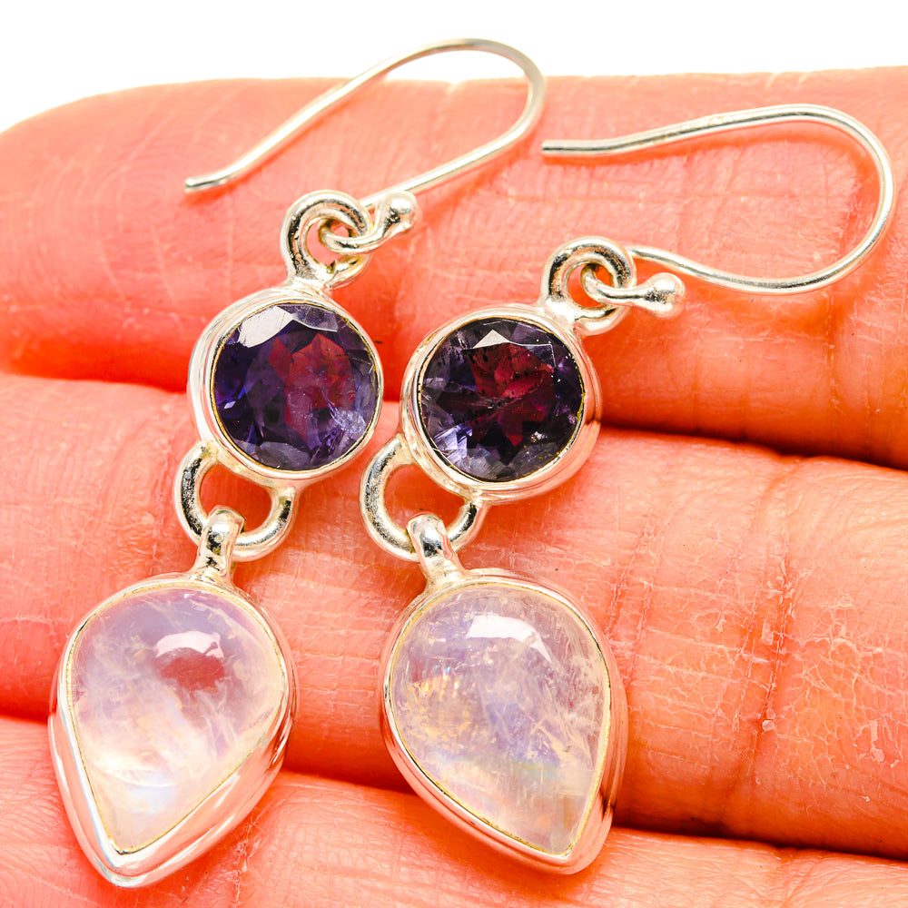 Rainbow Moonstone Earrings handcrafted by Anasilvercos - EARR424408
