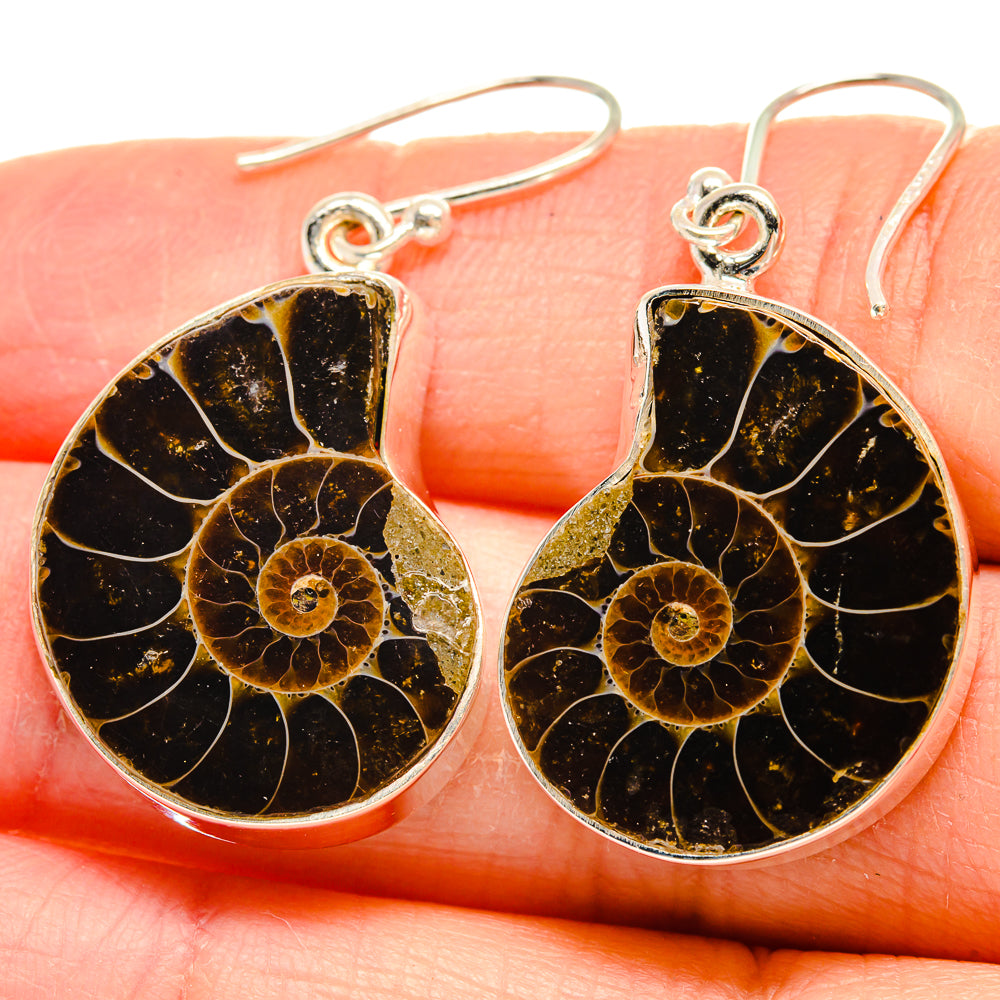 Ammonite Fossil Earrings handcrafted by Anasilvercos - EARR424422