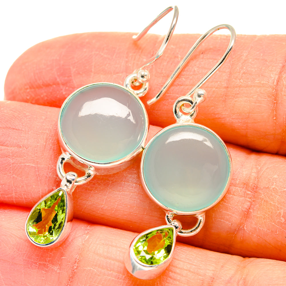 Aqua Chalcedony Earrings handcrafted by Anasilvercos - EARR424438