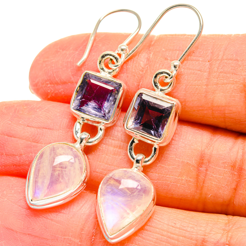 Rainbow Moonstone Earrings handcrafted by Anasilvercos - EARR424451