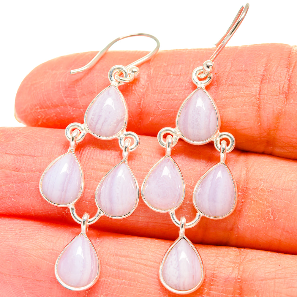 Blue Lace Agate Earrings handcrafted by Anasilvercos - EARR424455
