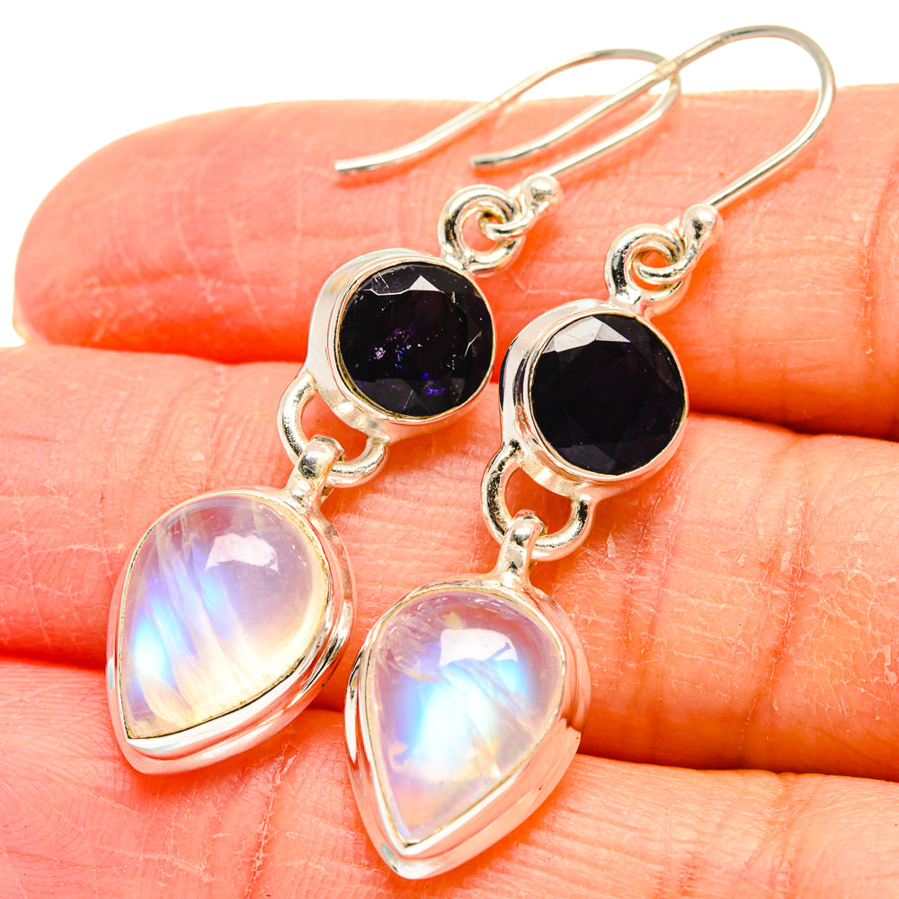 Rainbow Moonstone Earrings handcrafted by Anasilvercos - EARR424459
