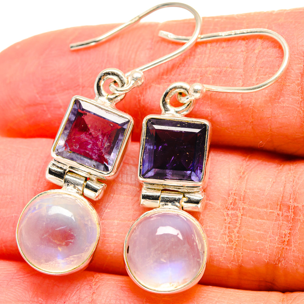 Rainbow Moonstone Earrings handcrafted by Anasilvercos - EARR424465