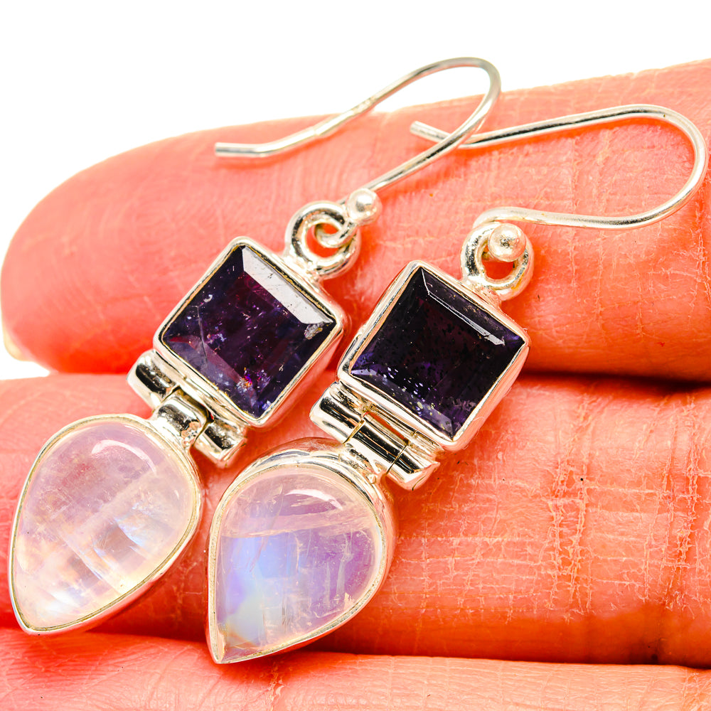 Rainbow Moonstone Earrings handcrafted by Anasilvercos - EARR424483