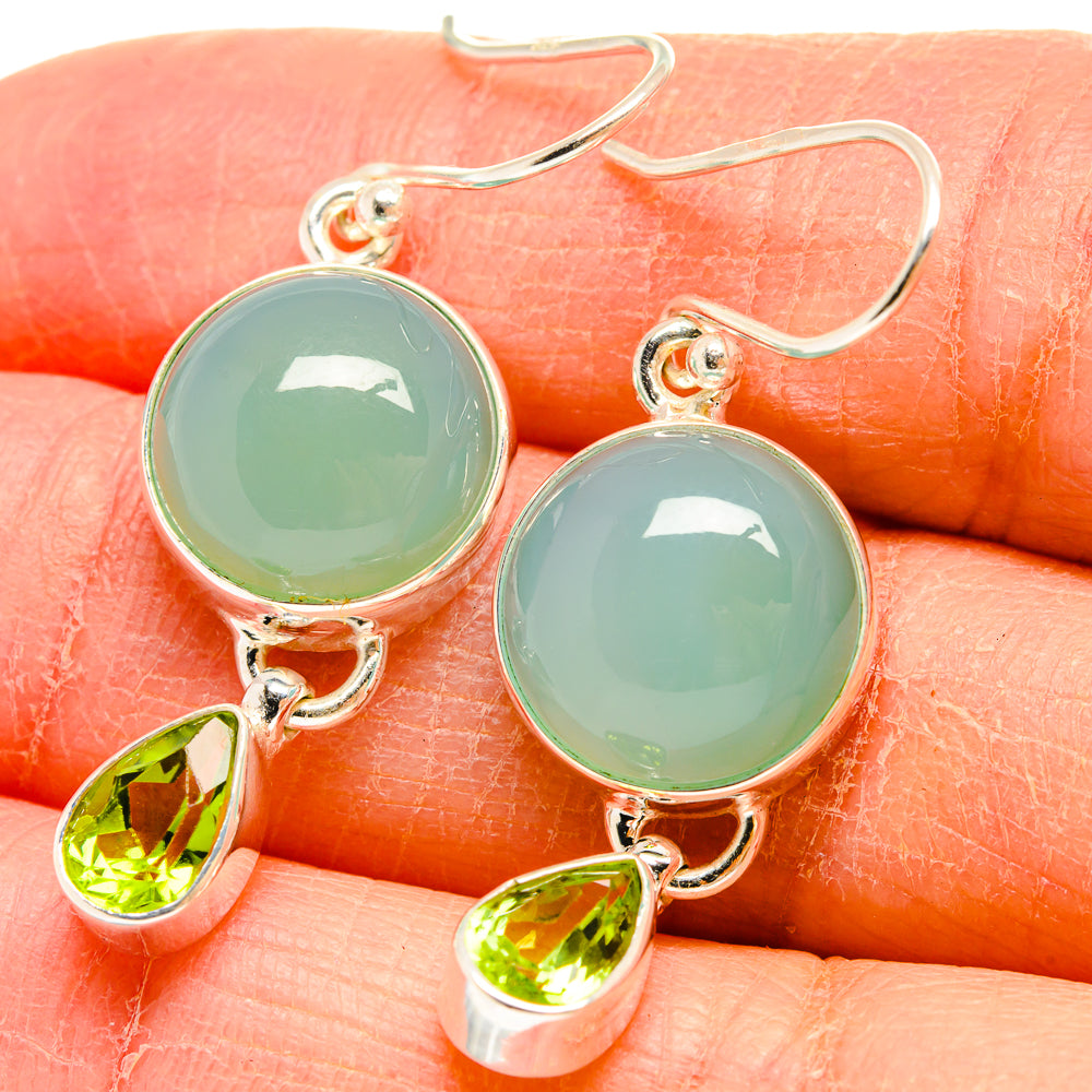 Aqua Chalcedony Earrings handcrafted by Anasilvercos - EARR424491