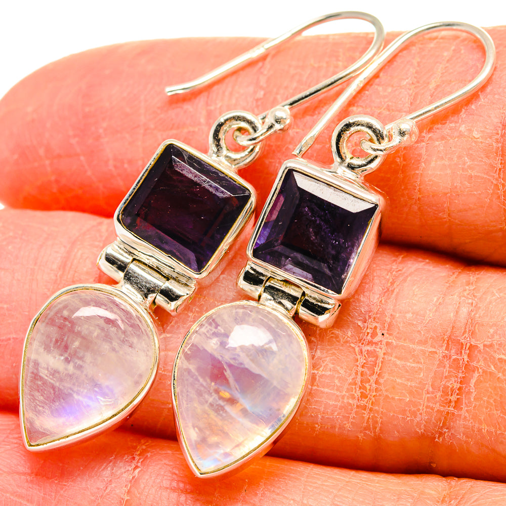 Rainbow Moonstone Earrings handcrafted by Anasilvercos - EARR424499