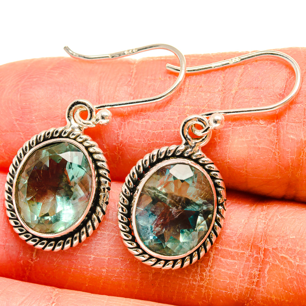 Blue Fluorite Earrings handcrafted by Anasilvercos - EARR424500