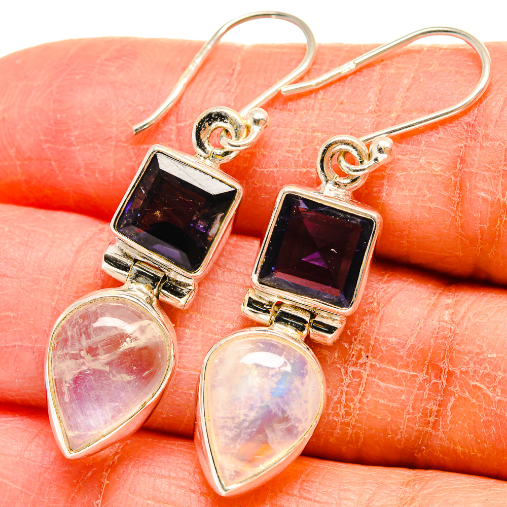 Rainbow Moonstone Earrings handcrafted by Anasilvercos - EARR424501