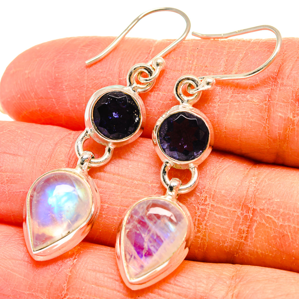 Rainbow Moonstone Earrings handcrafted by Anasilvercos - EARR424506