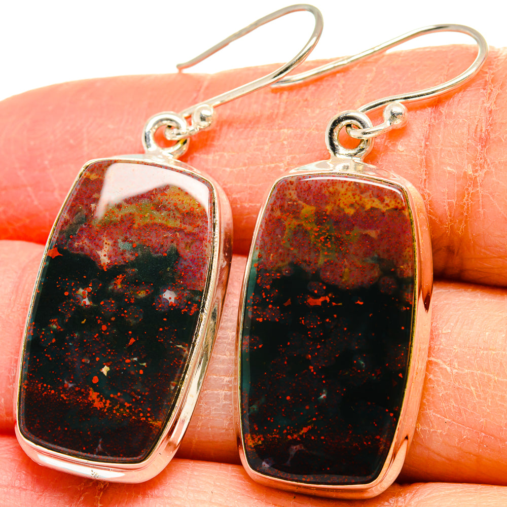 Bloodstone Earrings handcrafted by Anasilvercos - EARR424512