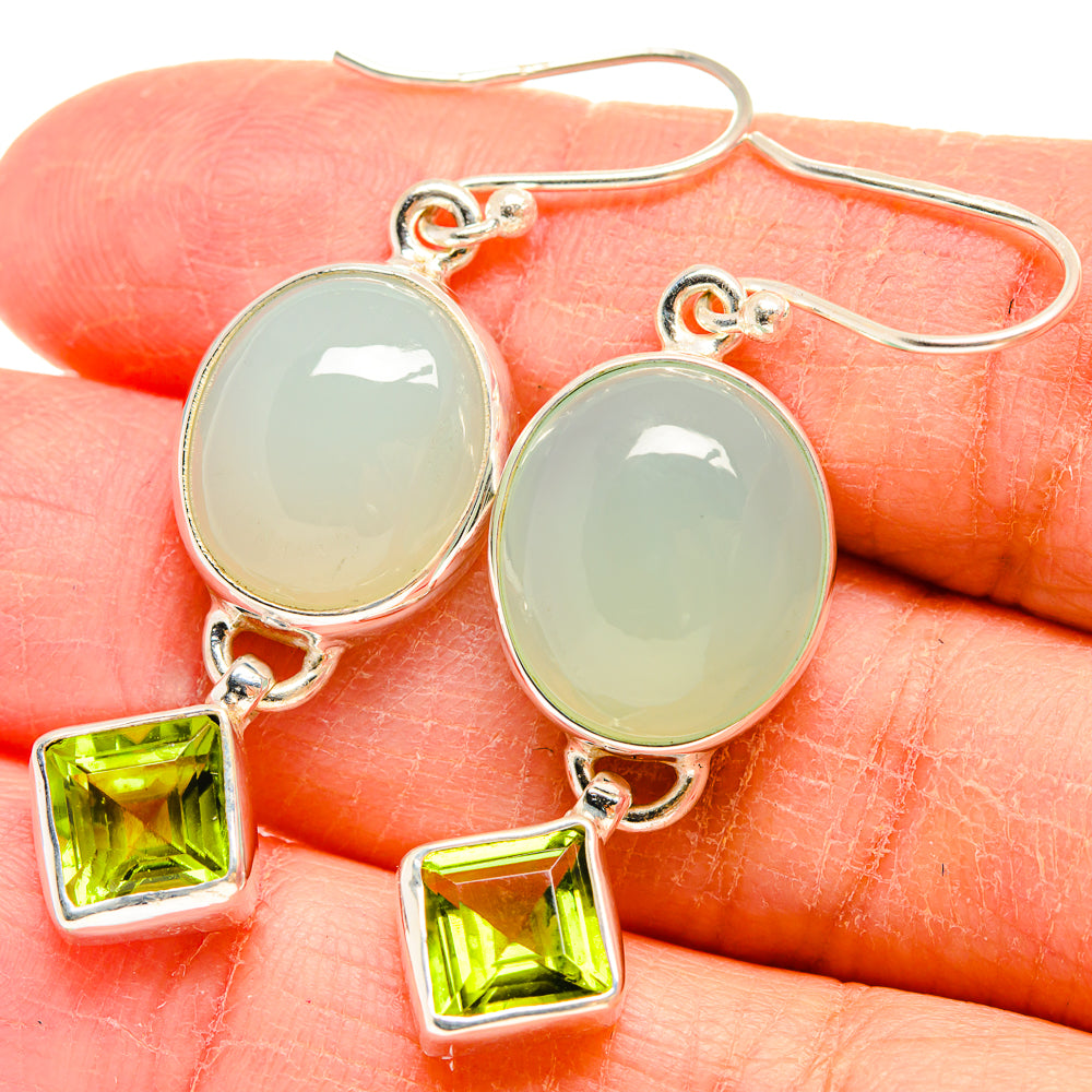 Aqua Chalcedony Earrings handcrafted by Anasilvercos - EARR424519