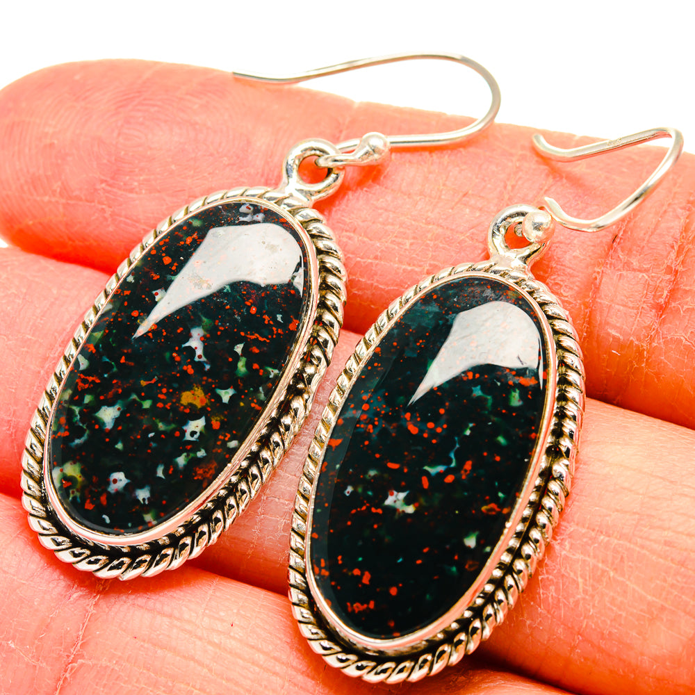 Bloodstone Earrings handcrafted by Anasilvercos - EARR424522