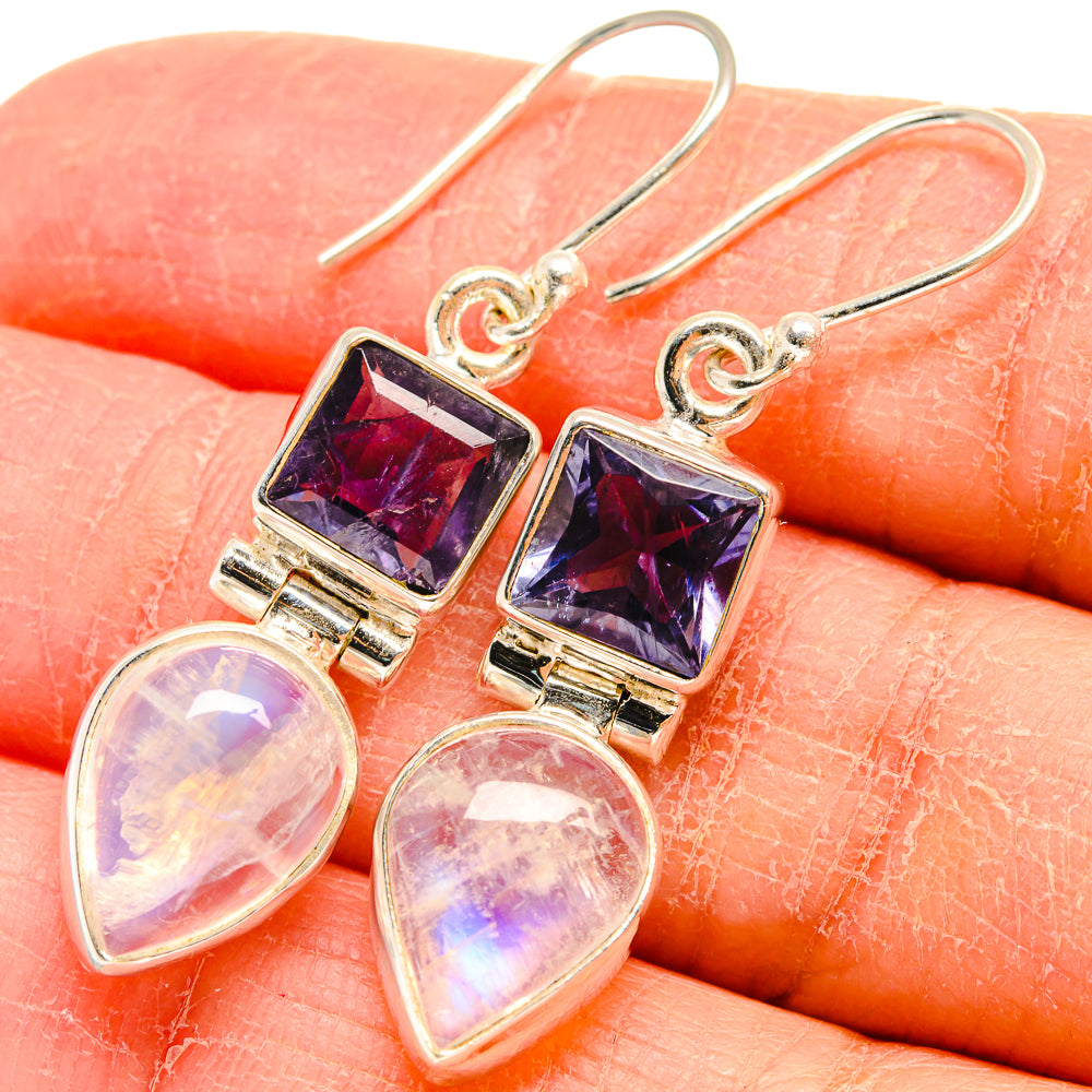 Rainbow Moonstone Earrings handcrafted by Anasilvercos - EARR424533
