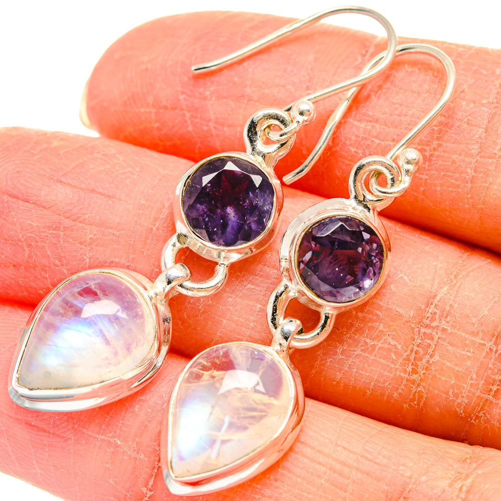 Rainbow Moonstone Earrings handcrafted by Anasilvercos - EARR424536