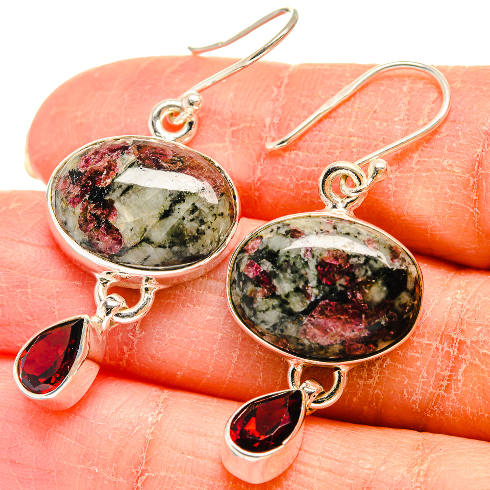 Russian Eudialyte Earrings handcrafted by Anasilvercos - EARR424546