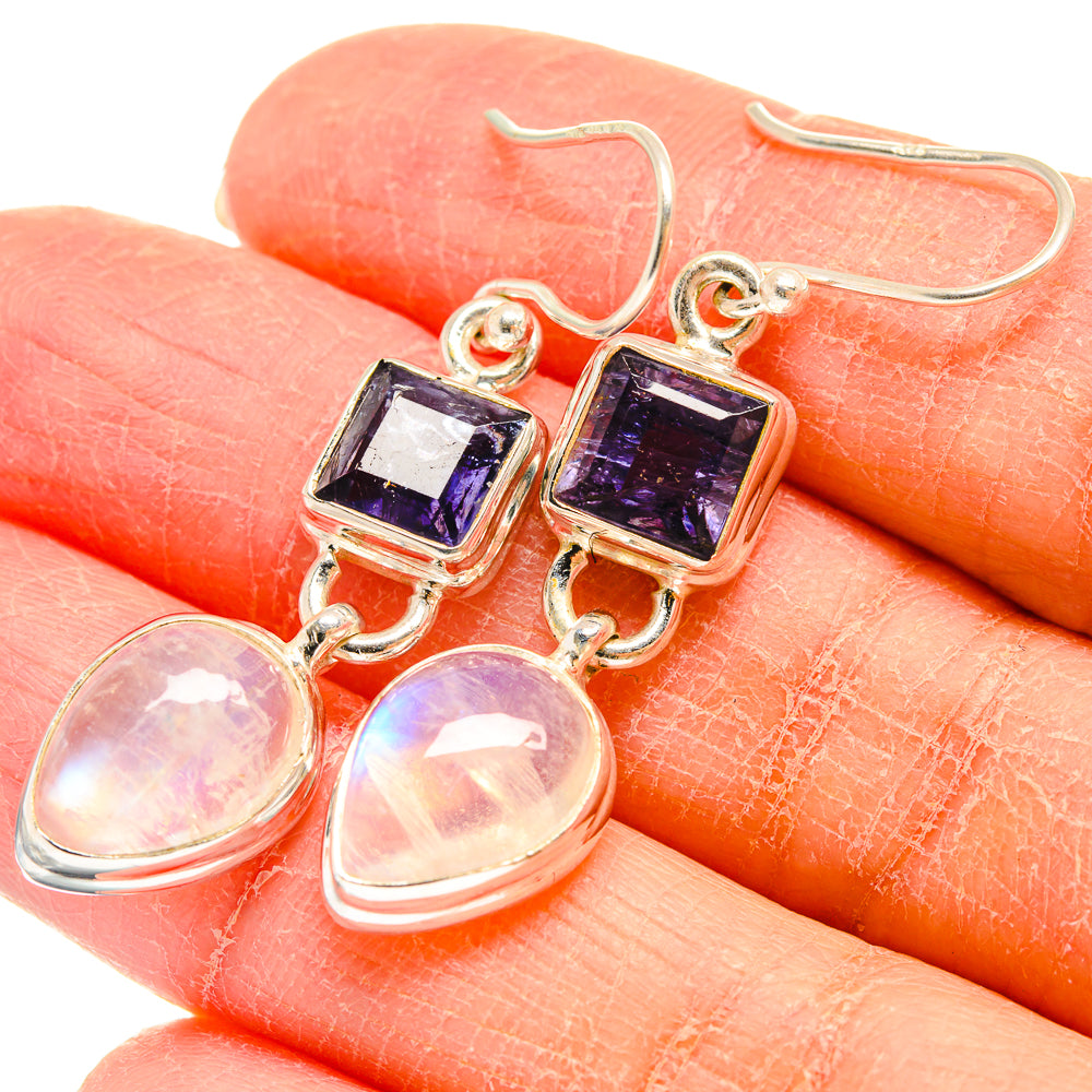 Rainbow Moonstone Earrings handcrafted by Anasilvercos - EARR424547