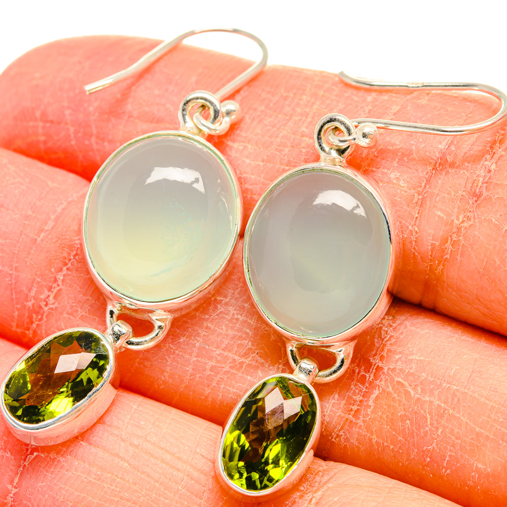 Aqua Chalcedony Earrings handcrafted by Anasilvercos - EARR424549