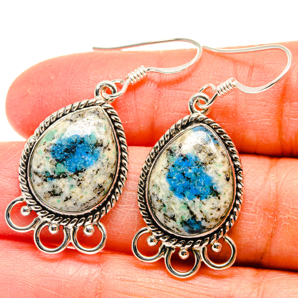K2 Blue Azurite Earrings handcrafted by Anasilvercos - EARR424585