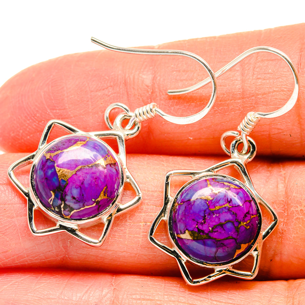 Purple Copper Composite Turquoise Earrings handcrafted by Anasilvercos - EARR424589