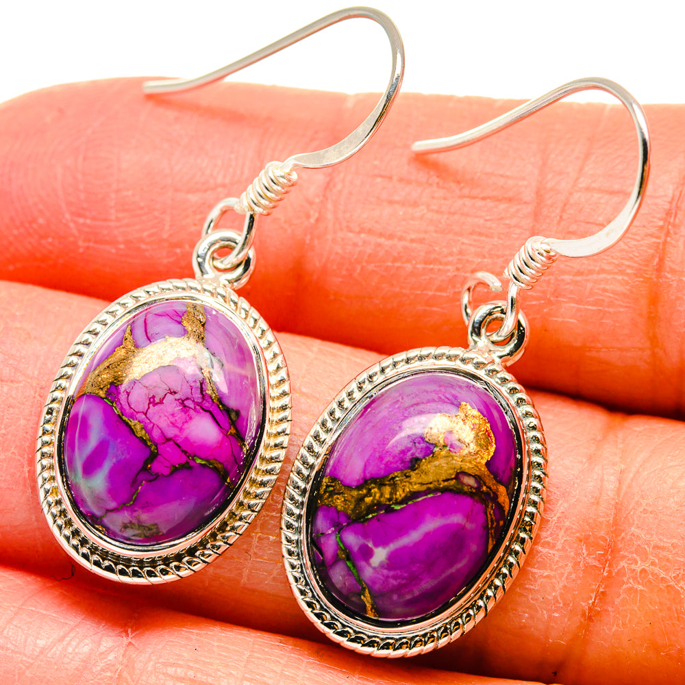 Purple Copper Composite Turquoise Earrings handcrafted by Anasilvercos - EARR424593