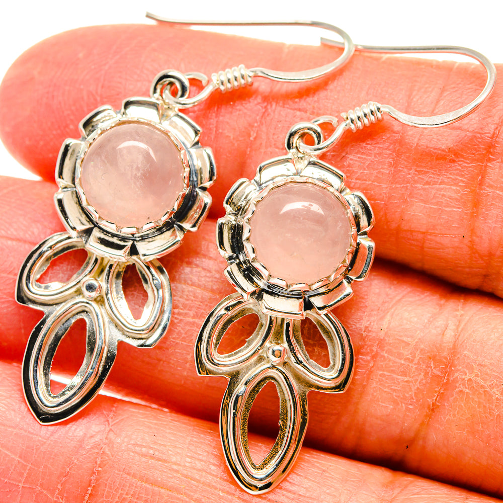 Rose Quartz Earrings handcrafted by Anasilvercos - EARR424599