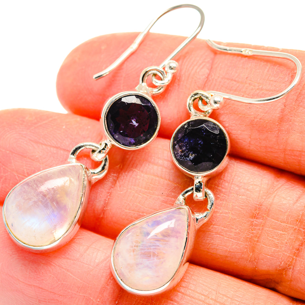 Rainbow Moonstone Earrings handcrafted by Anasilvercos - EARR424625