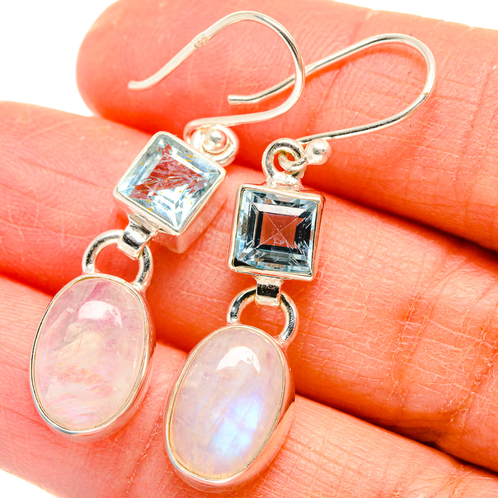 Rainbow Moonstone Earrings handcrafted by Anasilvercos - EARR424626