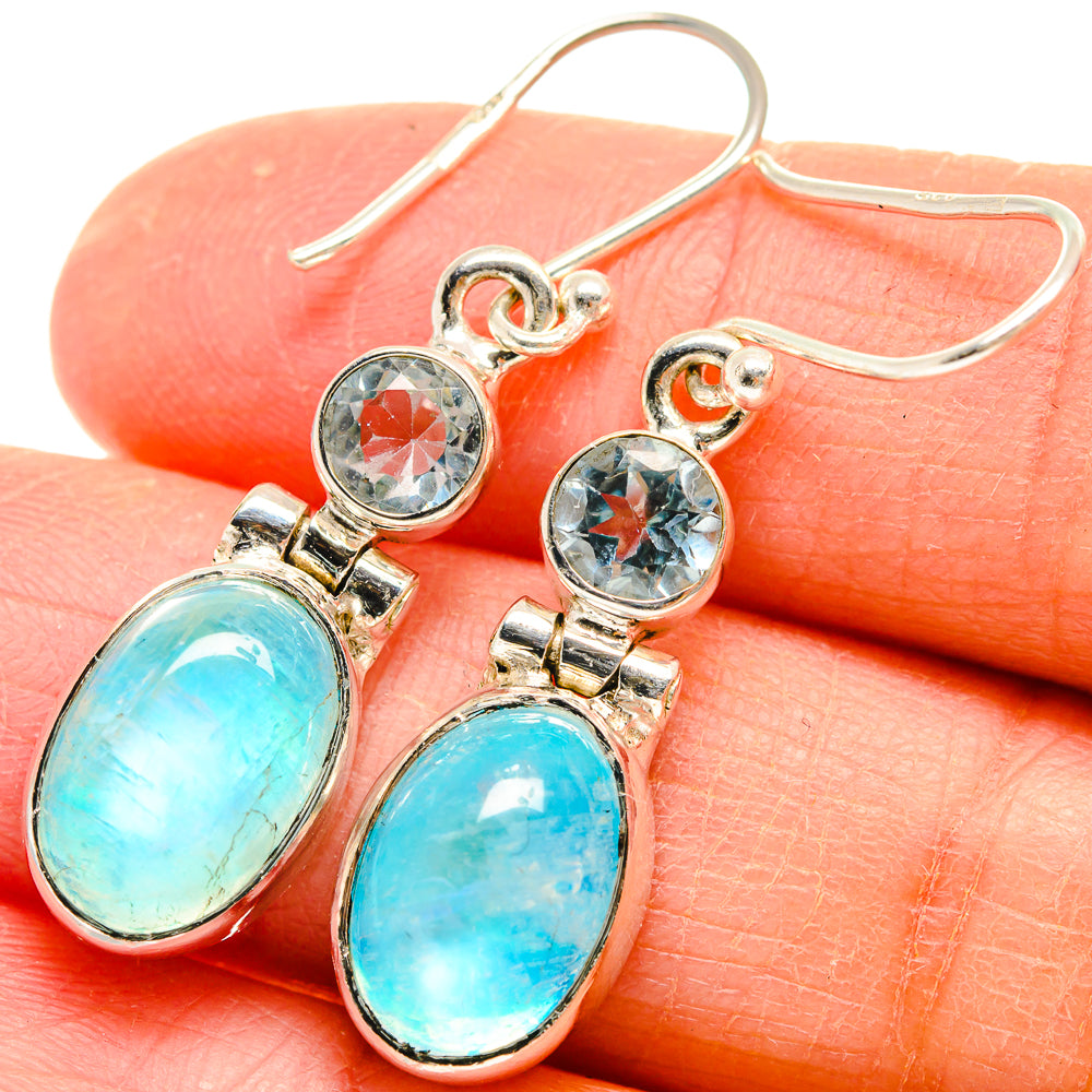 Rainbow Moonstone Earrings handcrafted by Anasilvercos - EARR424627