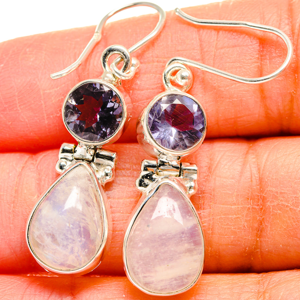 Rainbow Moonstone Earrings handcrafted by Anasilvercos - EARR424629