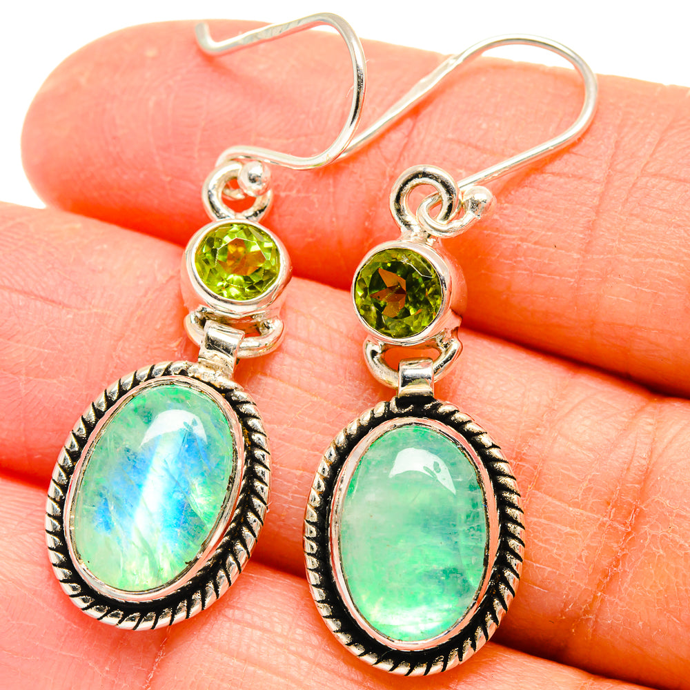 Green Moonstone Earrings handcrafted by Anasilvercos - EARR424630