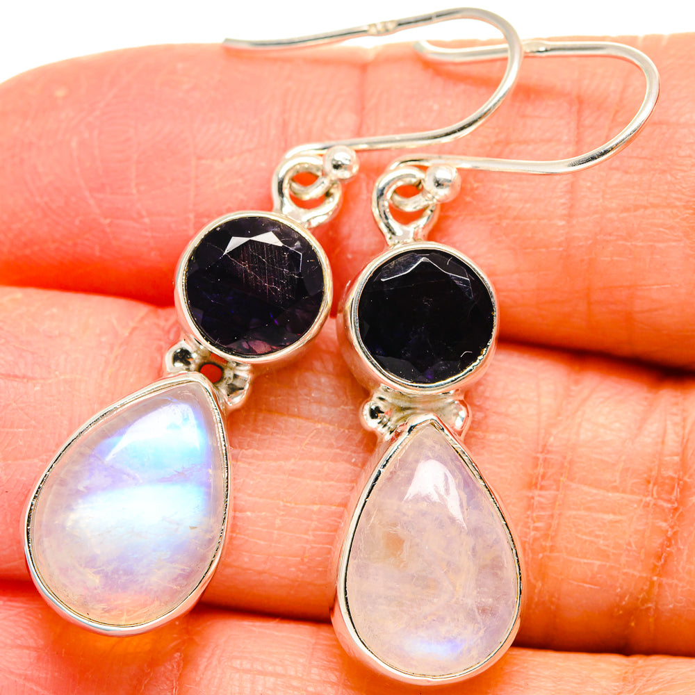Rainbow Moonstone Earrings handcrafted by Anasilvercos - EARR424632
