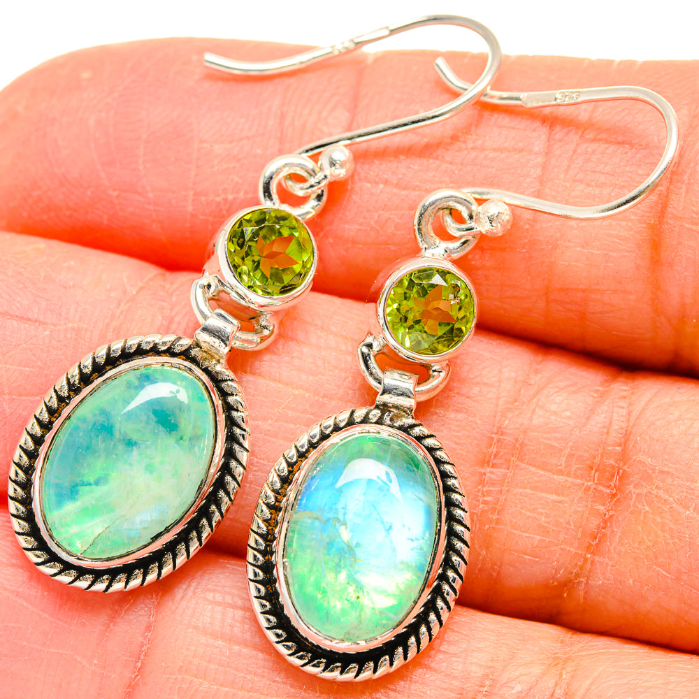 Green Moonstone Earrings handcrafted by Anasilvercos - EARR424633