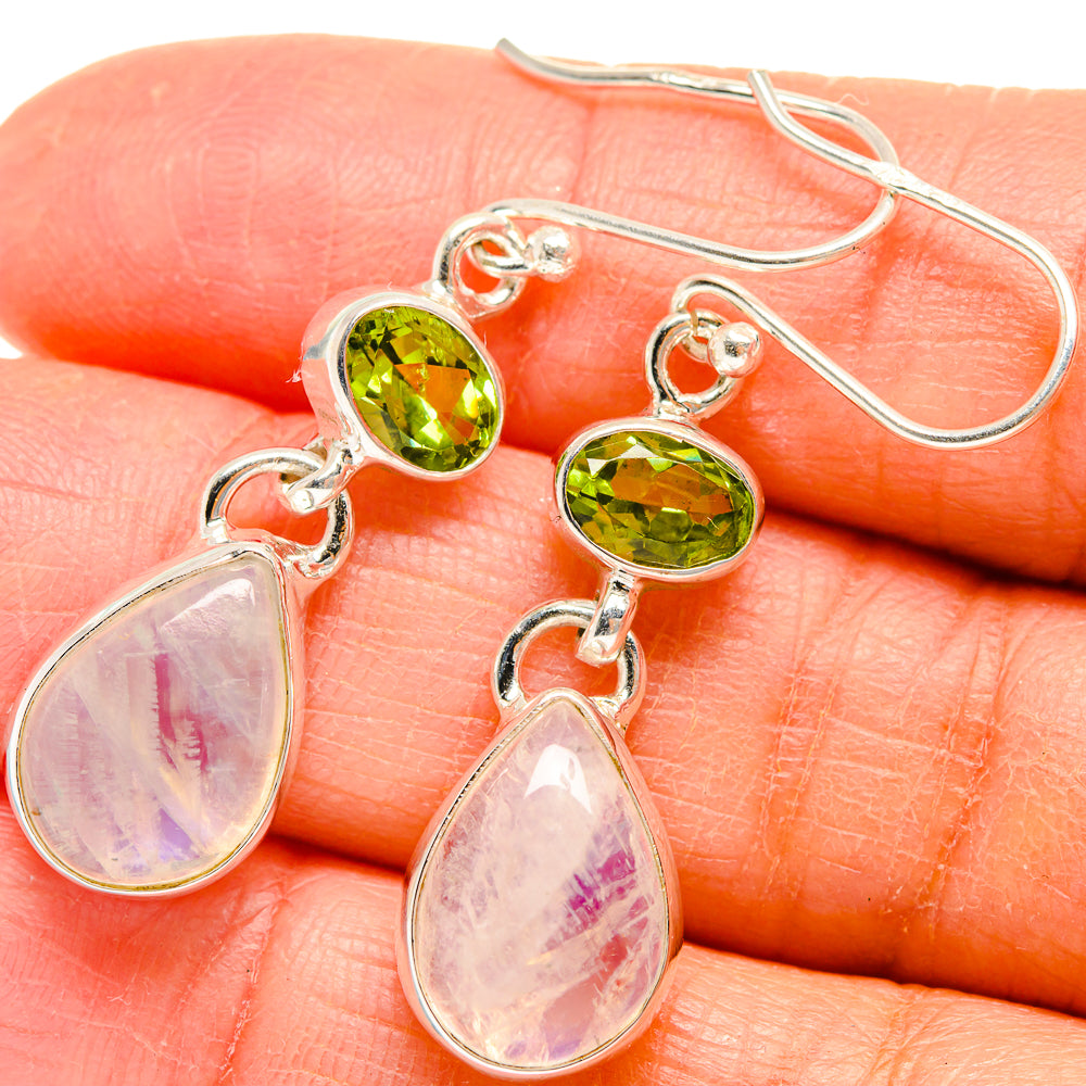 Rainbow Moonstone Earrings handcrafted by Anasilvercos - EARR424639