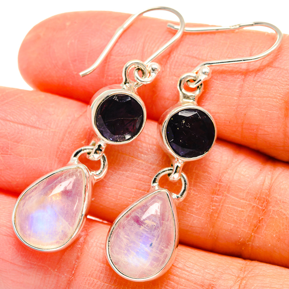 Rainbow Moonstone Earrings handcrafted by Anasilvercos - EARR424647