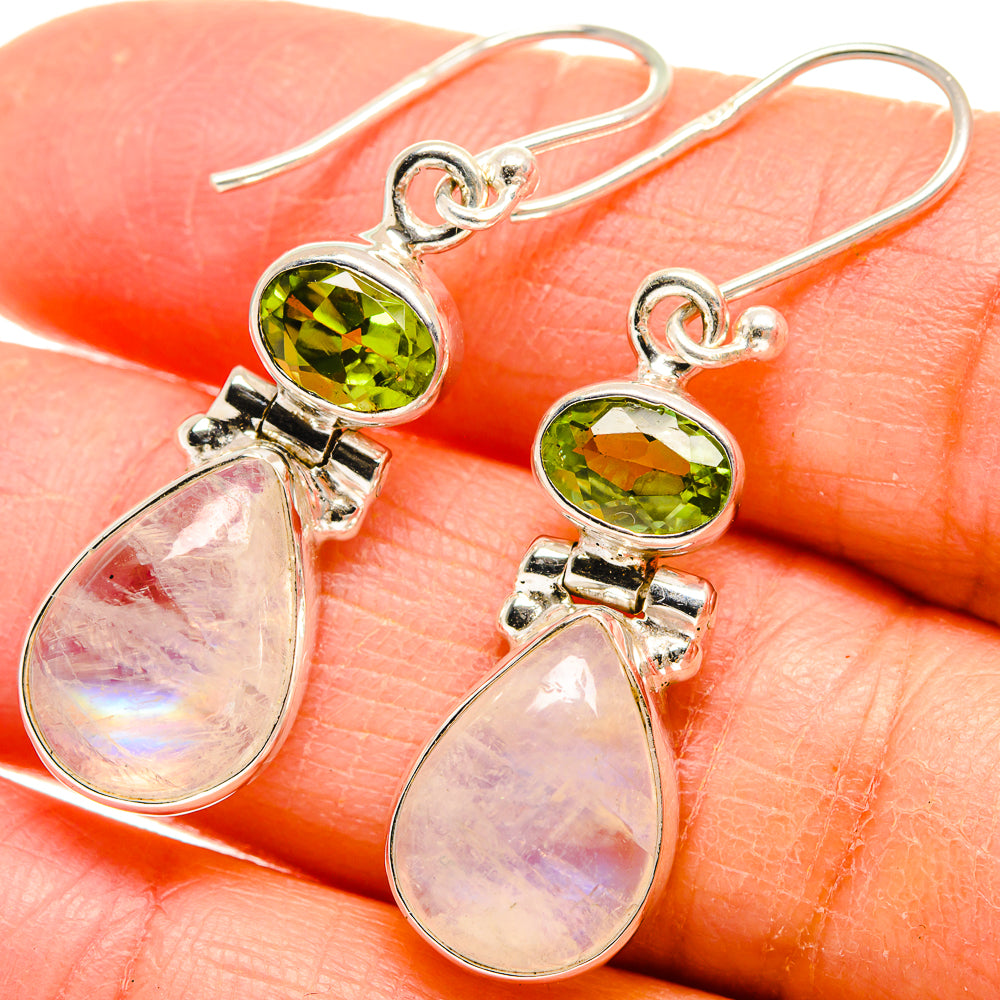 Rainbow Moonstone Earrings handcrafted by Anasilvercos - EARR424648