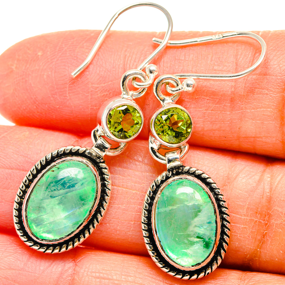 Green Moonstone Earrings handcrafted by Anasilvercos - EARR424653