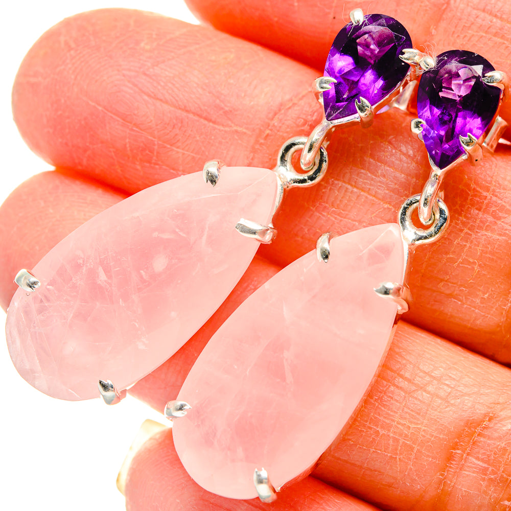Rose Quartz Earrings handcrafted by Anasilvercos - EARR424656