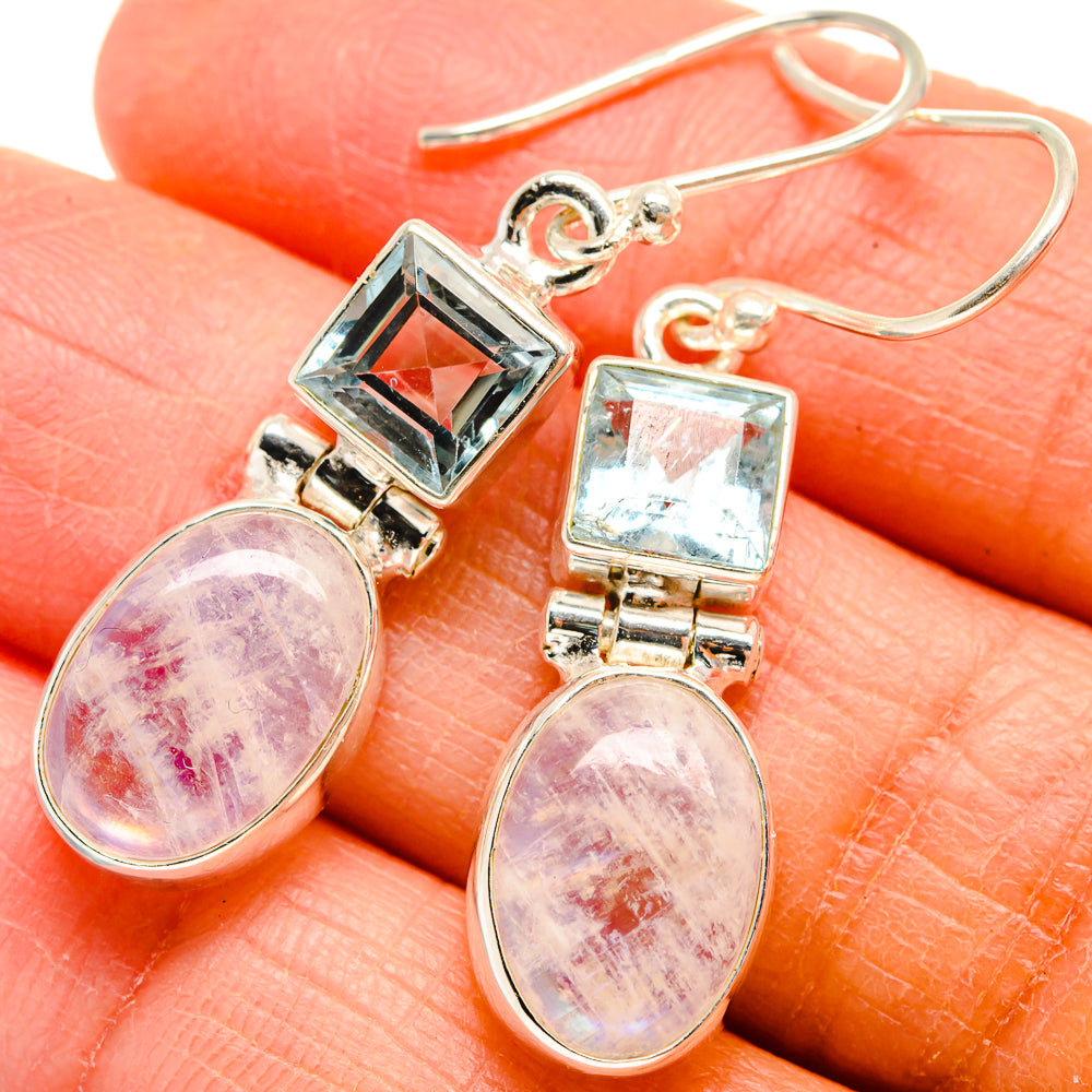 Rainbow Moonstone Earrings handcrafted by Anasilvercos - EARR424657