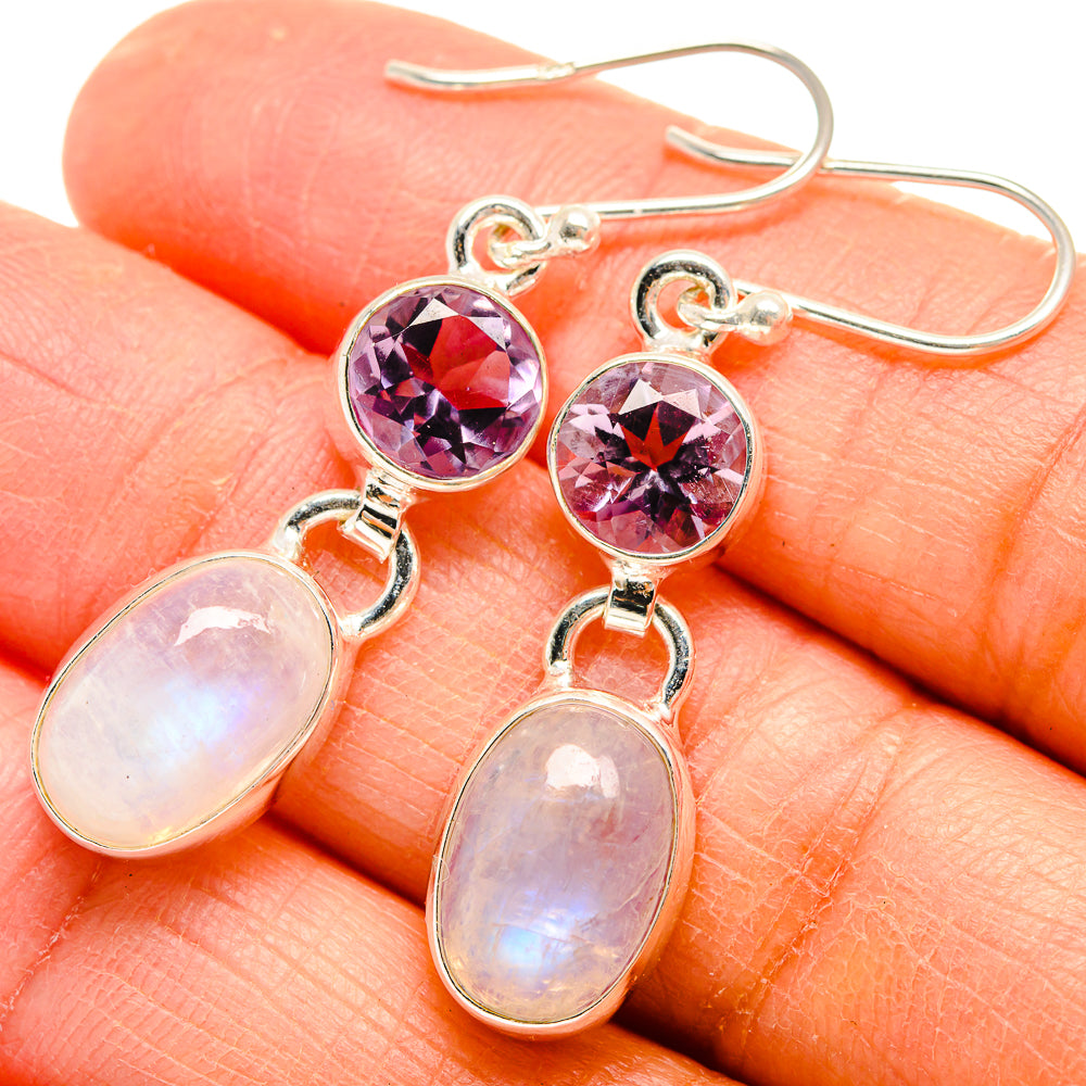 Rainbow Moonstone Earrings handcrafted by Anasilvercos - EARR424659