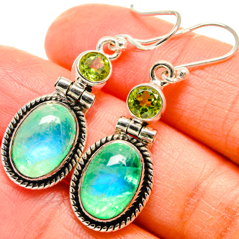 Green Moonstone, Peridot Earrings handcrafted by Anasilvercos - EARR424689