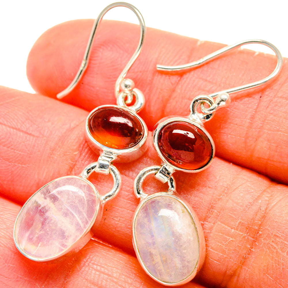 Rainbow Moonstone, Carnelian Earrings handcrafted by Anasilvercos - EARR424691