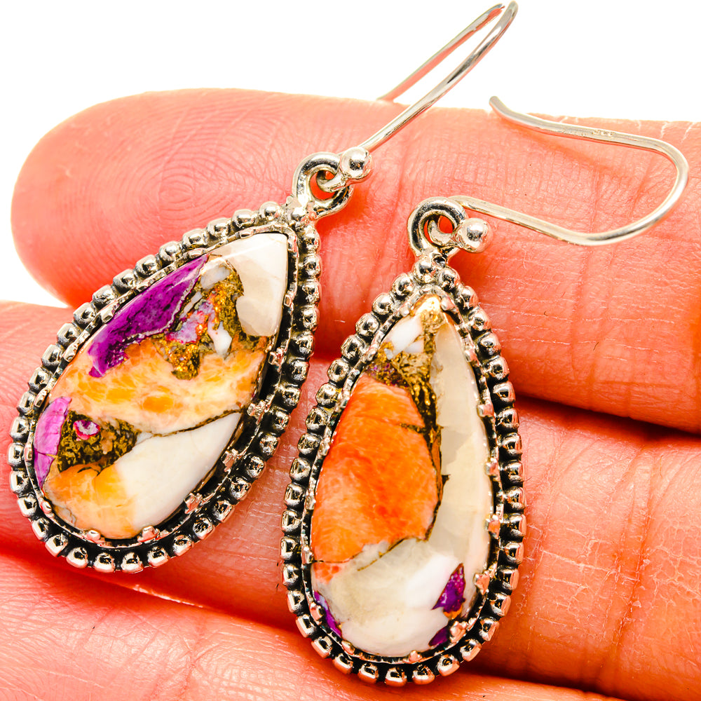 Spiny Oyster Turquoise Earrings handcrafted by Anasilvercos - EARR424692