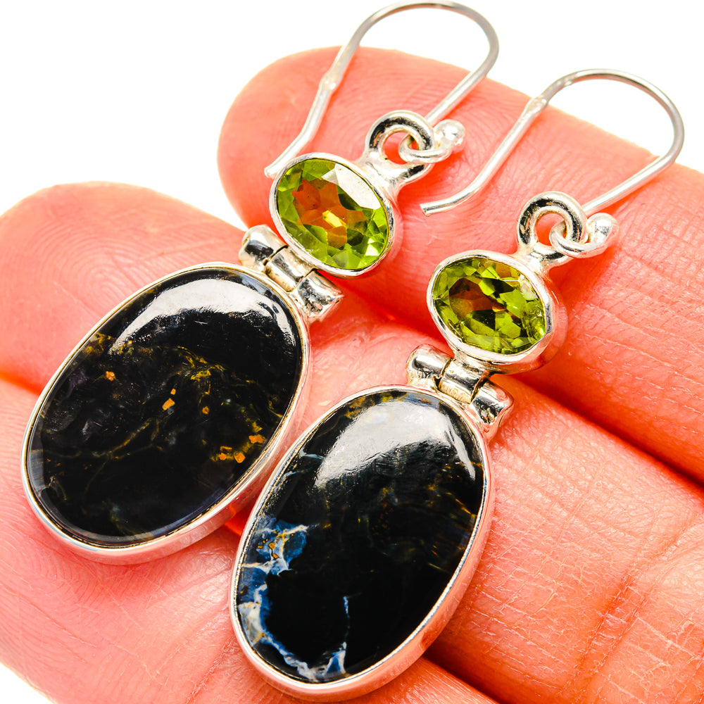 Pietersite, Peridot Earrings handcrafted by Anasilvercos - EARR424694