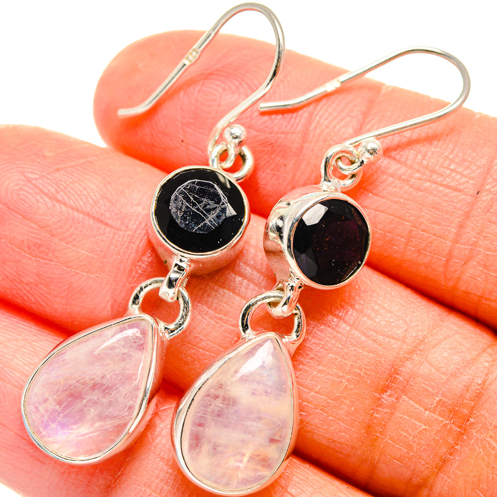 Rainbow Moonstone, Tanzanite Earrings handcrafted by Anasilvercos - EARR424696